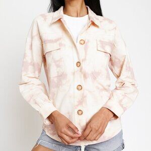 MYSTREE Blush Tie-Dye Button Front Shacket Jacket